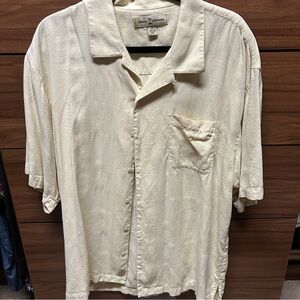 Tommy Bahama Ivory/ light yellow Silk Button-Up Shirt XL